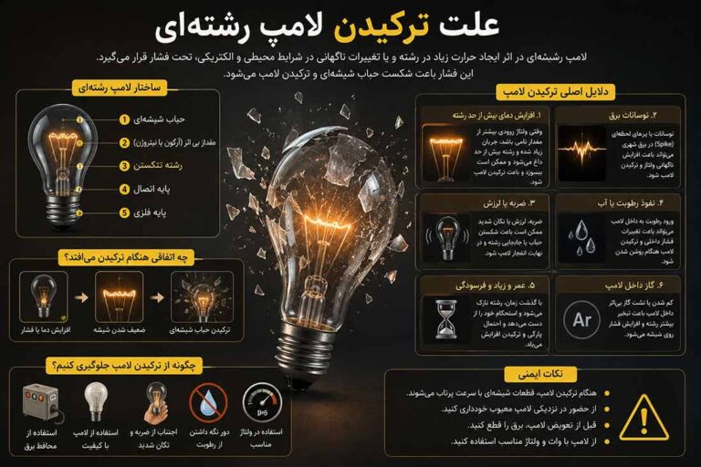 انواع لامپ رشته ای تزئینی 4 علت ترکیدن لامپ رشته ای